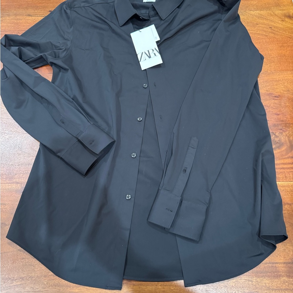 Zara Men's Elegant Black Dress Shirt